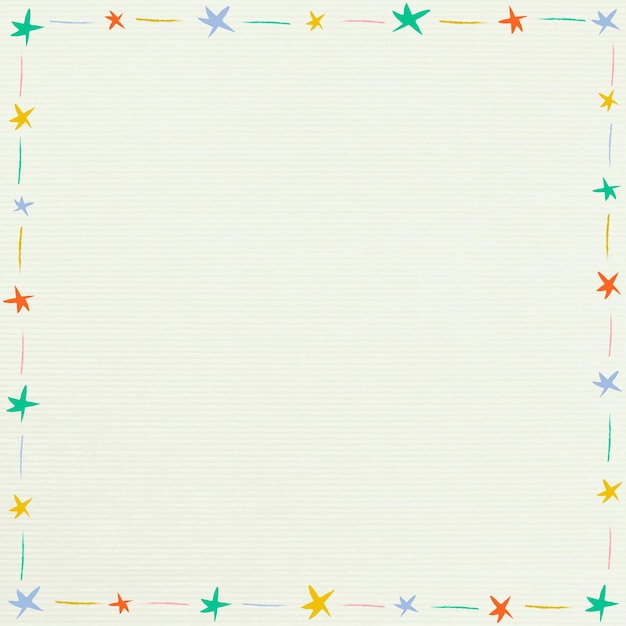 Free vector cute colorful illustrated star frame on a beige background vector