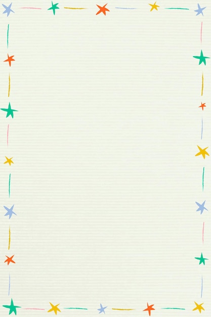 Free vector cute colorful illustrated star frame on a beige background