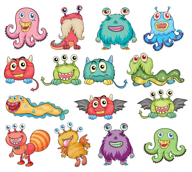 Cute and colorful monsters