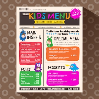 円の背景とかわいいカラフルな子供の食事のメニュープレイス プレミアムベクター 円の背景とかわいいカラフルな子供の食事のメニュープレイス プレミアムベクター