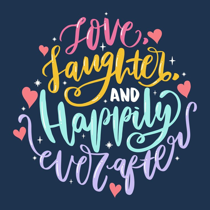 Free Vector cute colorful wedding lettering