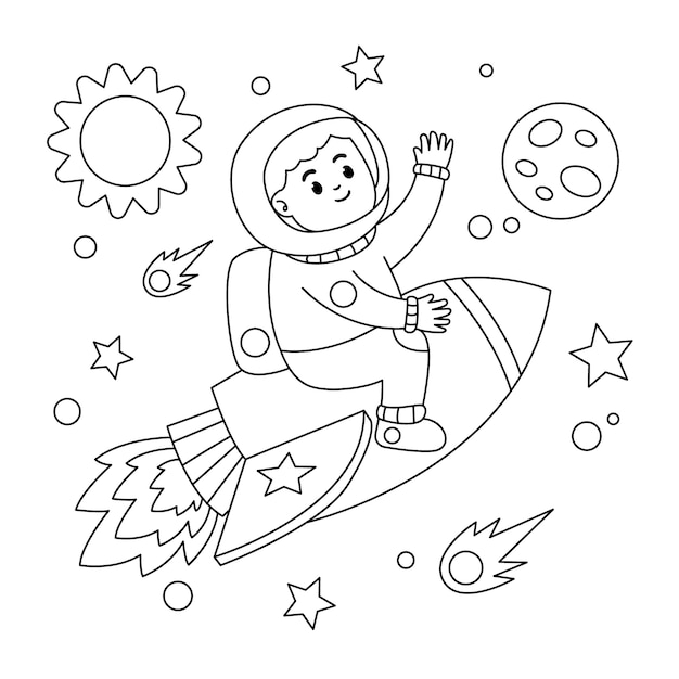 Симпатичная книжка-раскраска с космонавтом