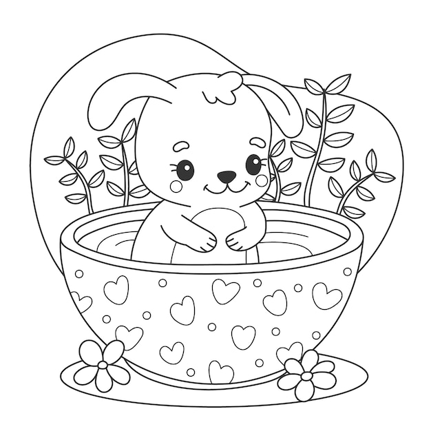 Free vector cute coloring book with bunny