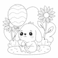 Free vector cute coloring book with bunny