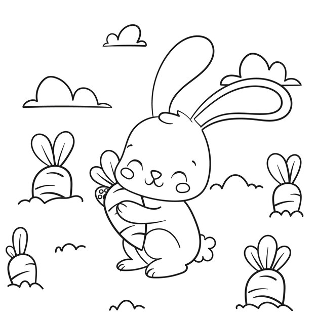 cute coloring book with bunny