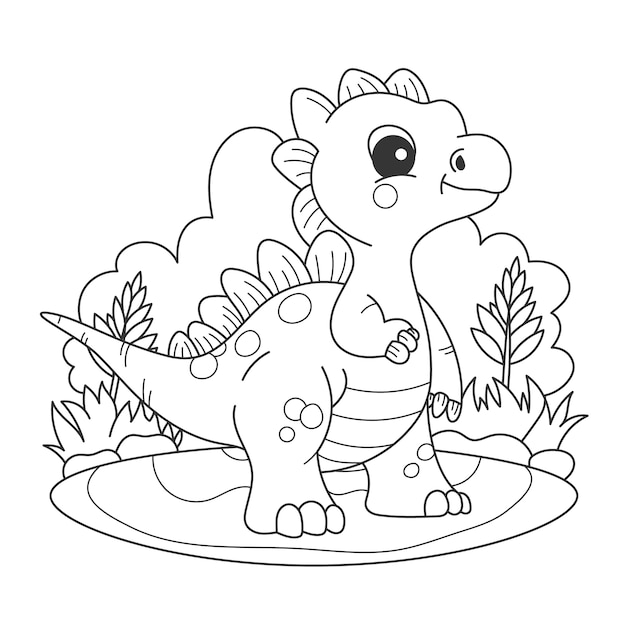 Free Vector  Cute coloring book with dinosaur