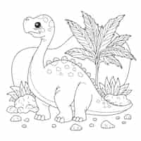 Free vector cute coloring book with dinosaur