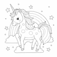 Free vector cute coloring book with unicorn