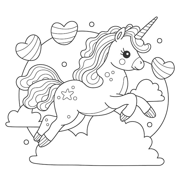 Cute coloring book with unicorn