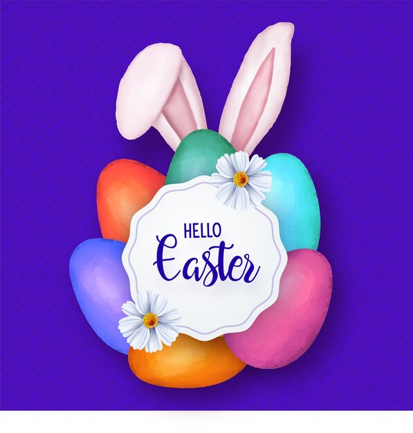 Cute Colourful Easter Sale Poster Banner with Eggs Free Vector