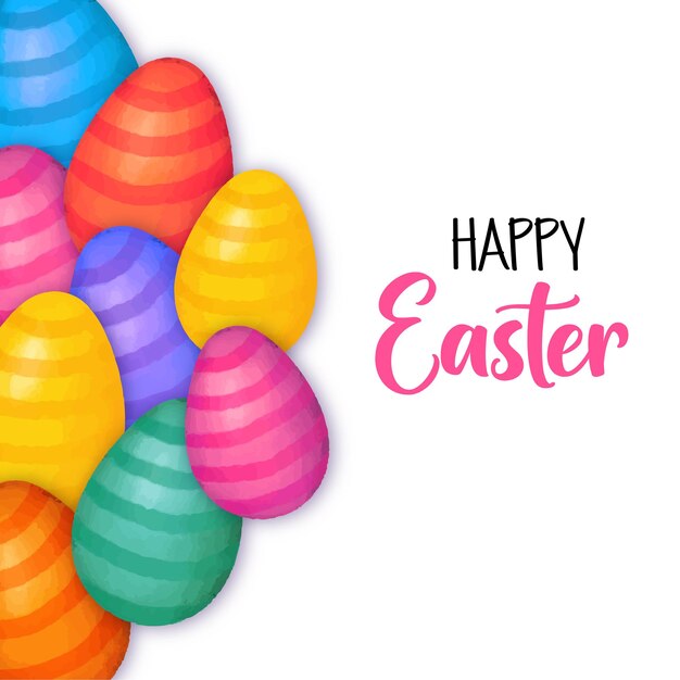 Cute Colourful Happy Easter Sale Poster Banner Background with Eggs Free Vector