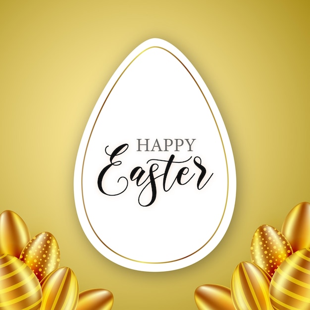 Vettore gratuito banner di poster di vendita di pasqua felice colorato carino sfondo dorato beige con uova vettoriali gratis