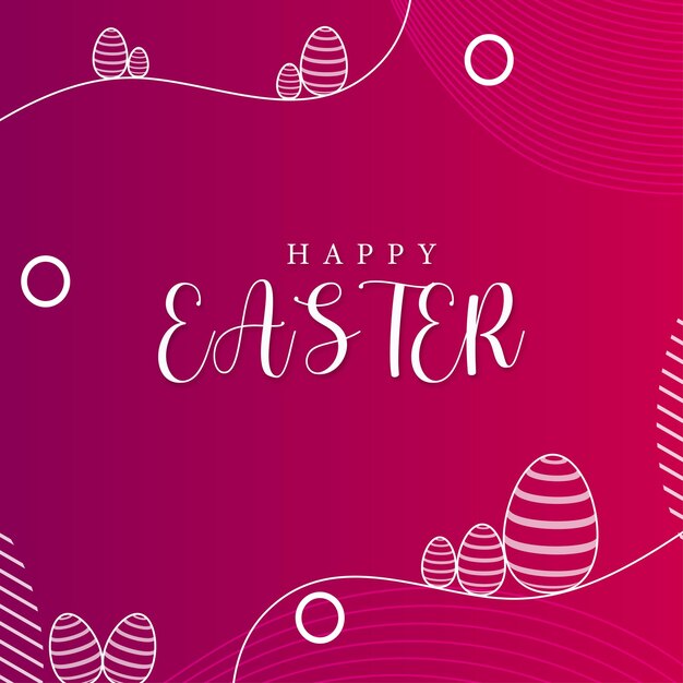 Cute Colourful Happy Easter Sale Poster Banner Dark Pink Background with Eggs Free Vector