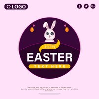 Cute colourful happy easter sale poster banner light pink purple background with eggs free vector