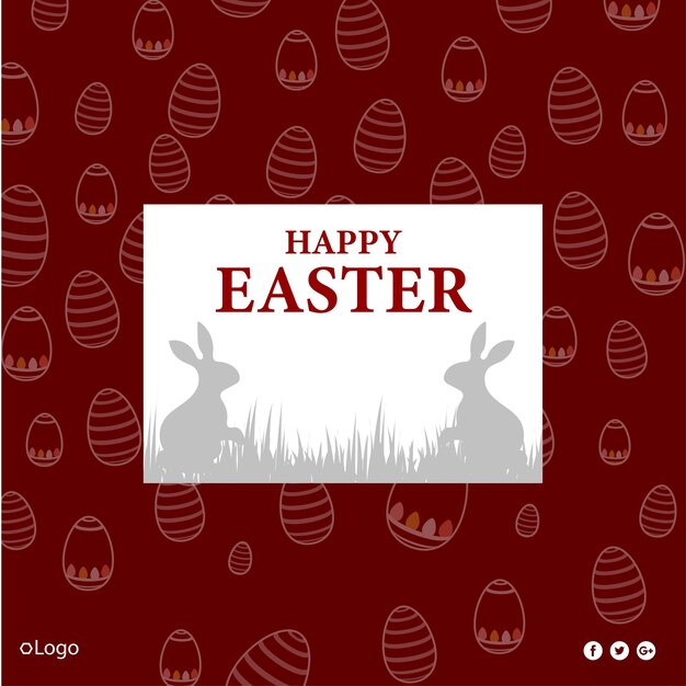 Cute colourful happy easter sale poster banner maroon white background with eggs free vector