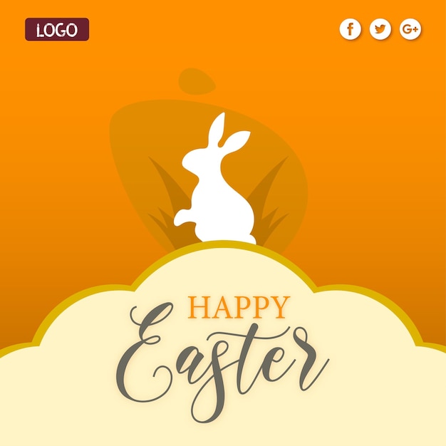 Cute colourful happy easter sale poster banner orange cream background with eggs free vector