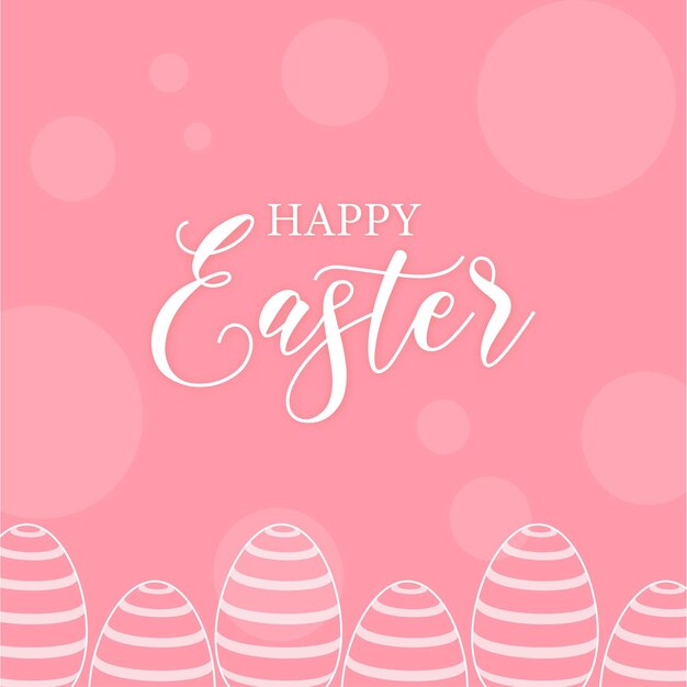 Cute Colourful Happy Easter Sale Poster Banner Pink Background with Eggs Free Vector