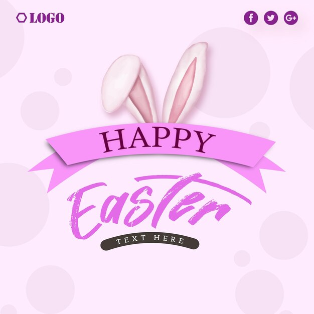 Cute Colourful Happy Easter Sale Poster Banner Pink Purple Background with Eggs Free Vector