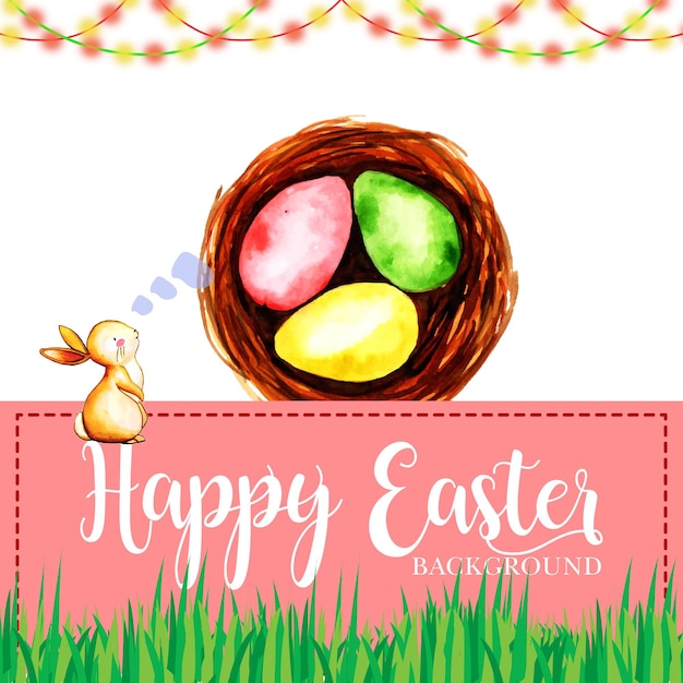 Carino colorato felice pasqua vendita poster banner bianco sfondo rosa con uova vettore gratuito