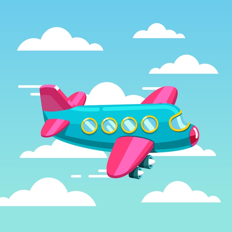 मुफ़्त वेक्टर cute comic air plane jet flying fast in the sky