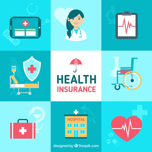 Cute composition with health insurance elements