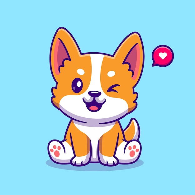 Cute Corgi Dog Sitting Cartoon Vector Icon Illustration. Animal Nature Icon Concept Isolated Premium Vector. Flat Cartoon Style