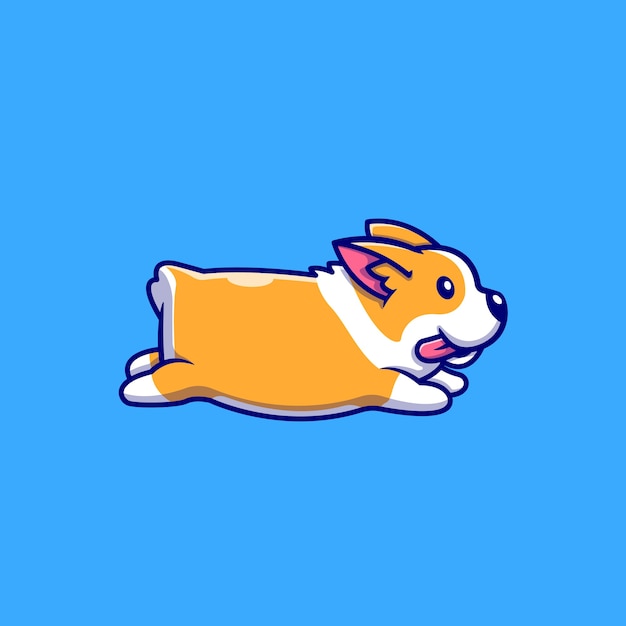 Free vector cute corgi running cartoon illustration