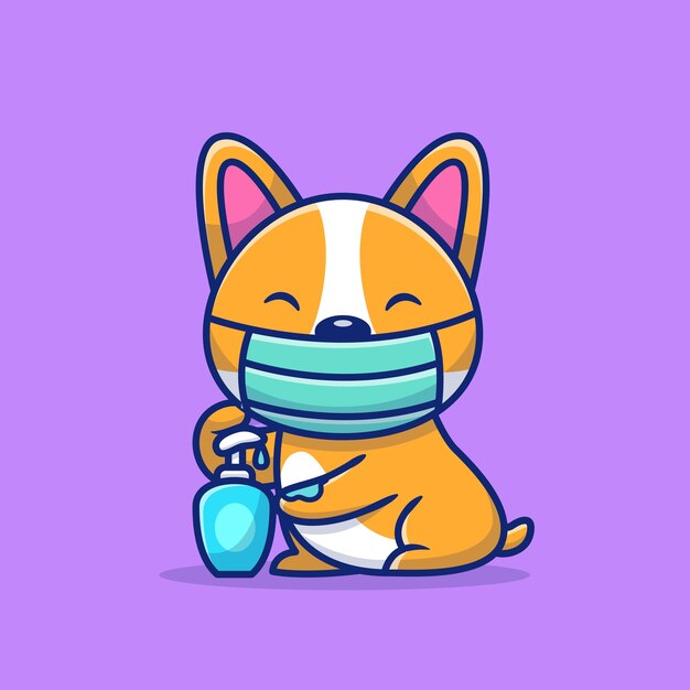 かわいい医療マスク漫画アイコンイラスト プレミアムベクター