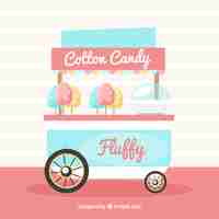 Free vector cute cotton candy kiosk with flat design