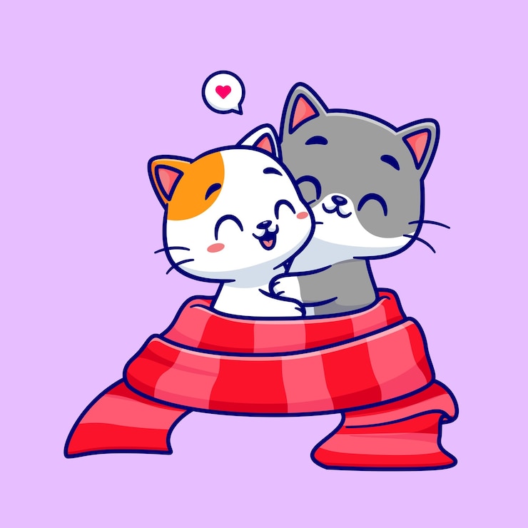 Free Vector cute couple cat playing together cartoon vector icon illustration animal nature icon isolated flat