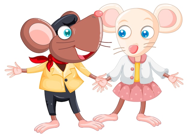 Free vector cute couple mouses cartoon