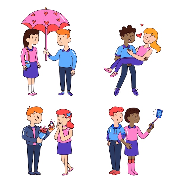 Free vector cute couples collection