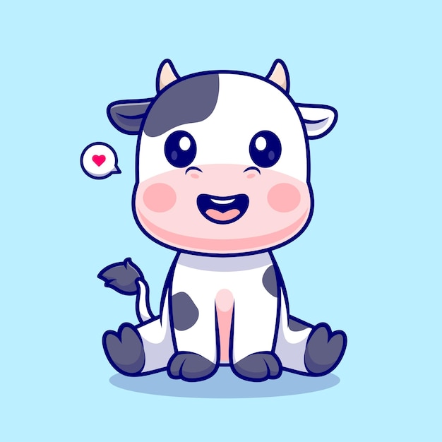 Cute Cow Sitting Cartoon Vector Icon Illustration Animal Nature Icon Concept Isolated Premium Flat