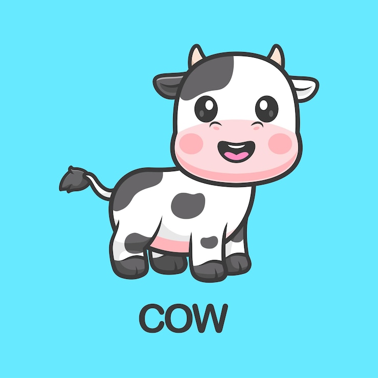 Free Vector cute cow standing cartoon vector icon illustration animal nature icon isolated flat vector