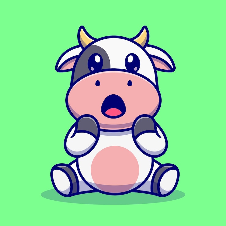 Free Vector cute cow surprised cartoon vector icon illustration. animal nature icon concept isolated premium vector. flat cartoon style