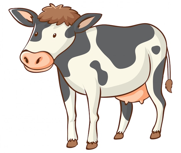 Vettore gratuito mucca carina su sfondo bianco