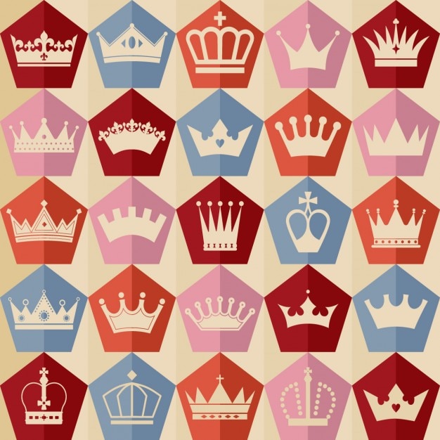 Free vector cute crown vintage pattern in flat design