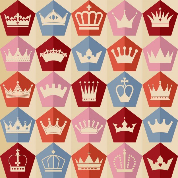 Cute crown vintage pattern in flat design 