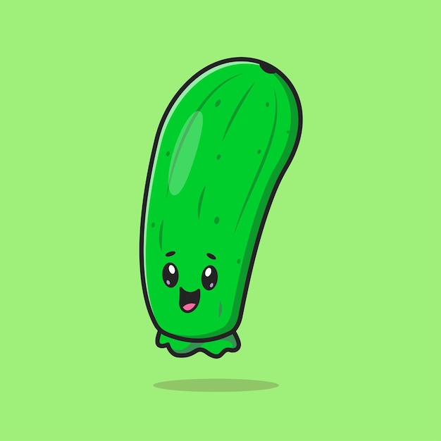 Free vector cute cucumber smile cartoon vector icon illustration food nature icon concept isolated flat cartoon