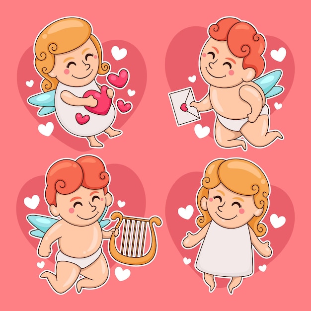 Free vector cute cupid character collection