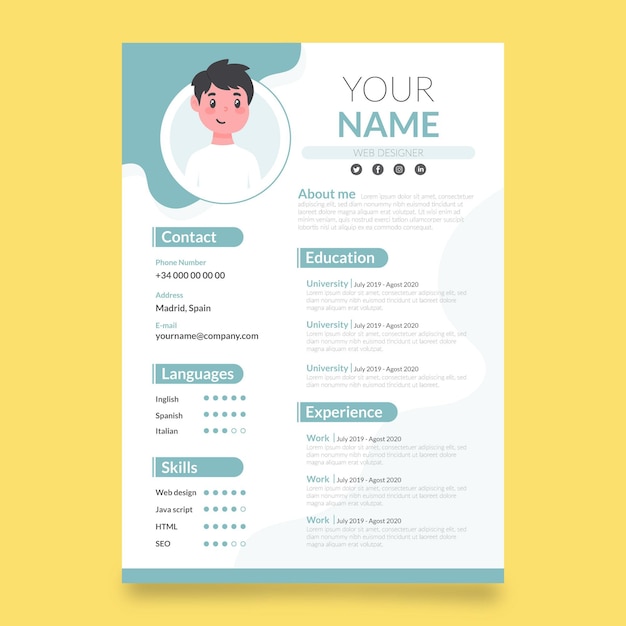 Cute curriculum vitae template