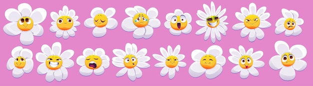 Cute daisy flower character with smiling face