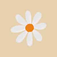 Free vector cute daisy flower element vector in beige background hand drawn style