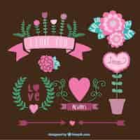 Free vector cute decorative elements in romantic style