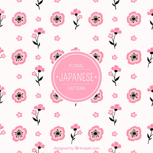 Cute decorative hand drawn japanese flowers pattern