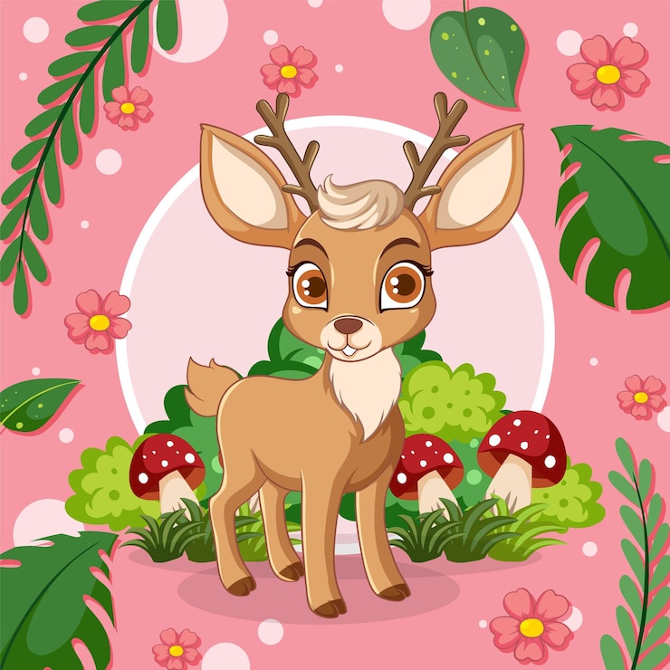 Free Vector cute deer cartoon character