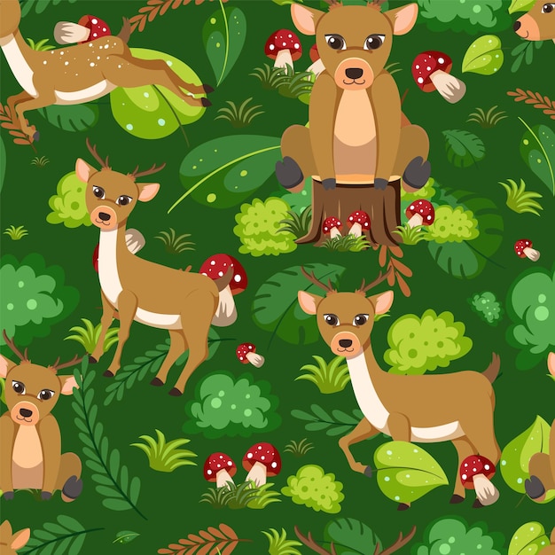 Cute deer seamless pattern