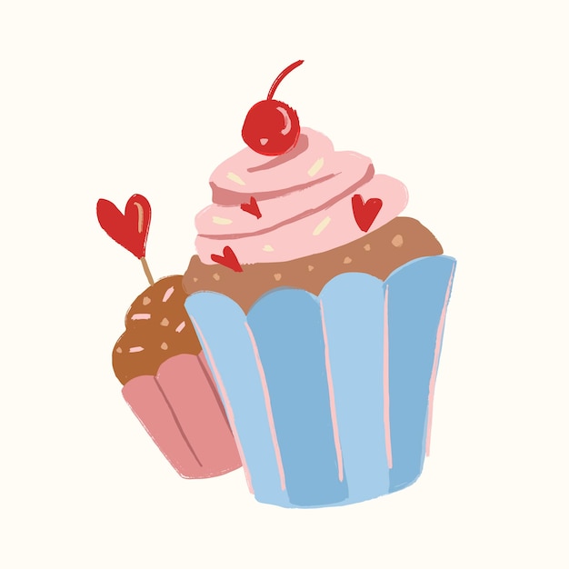 Free vector cute dessert cupcake sticker vector