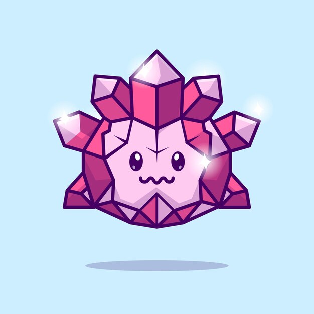 Cute Diamond Ice Crystal Element Cartoon Vector Icon Illustration Nature Object Icon Isolated