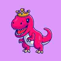 Free vector cute dinosaur queen with crown. flat cartoon style